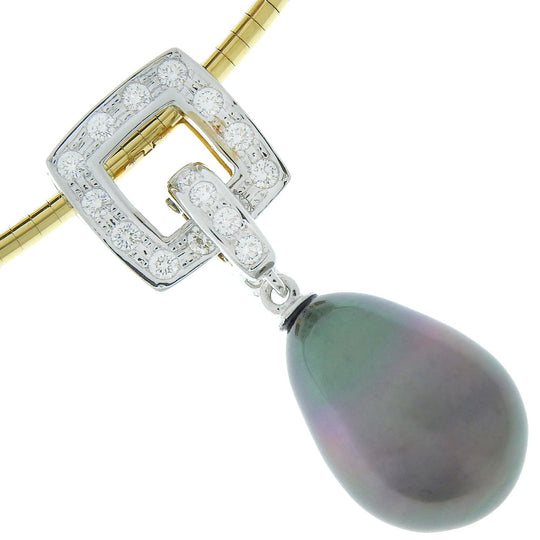TASAKI Necklace K18 Gold, Diamond, Pearl Silver 2WAY drop pearl