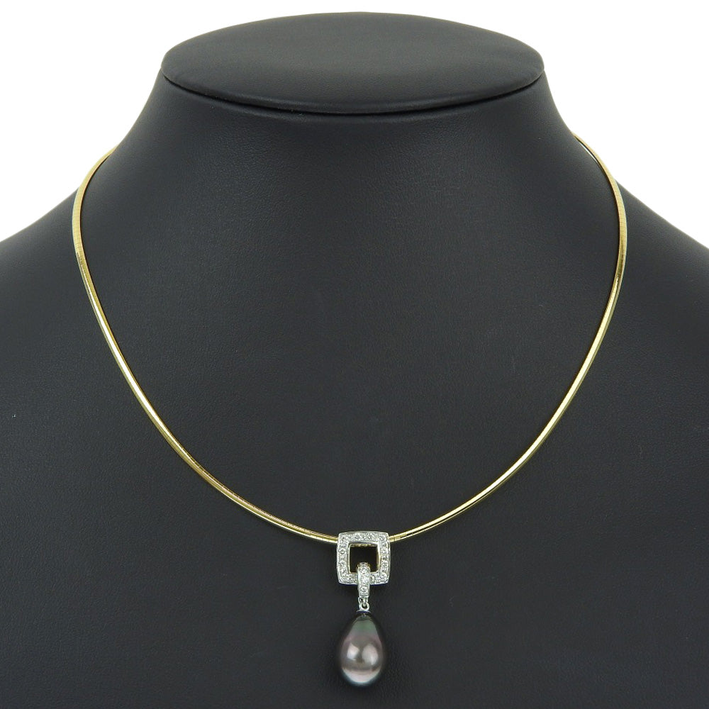 TASAKI Necklace K18 Gold, Diamond, Pearl Silver 2WAY drop pearl