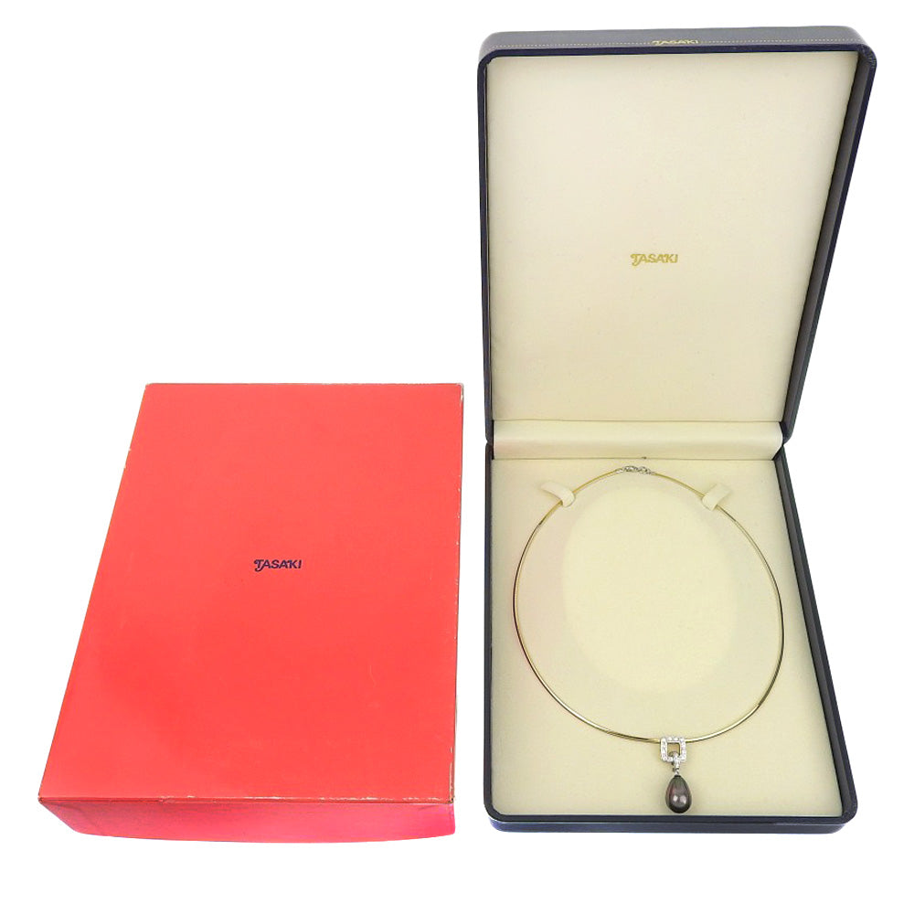 TASAKI Necklace K18 Gold, Diamond, Pearl Silver 2WAY drop pearl