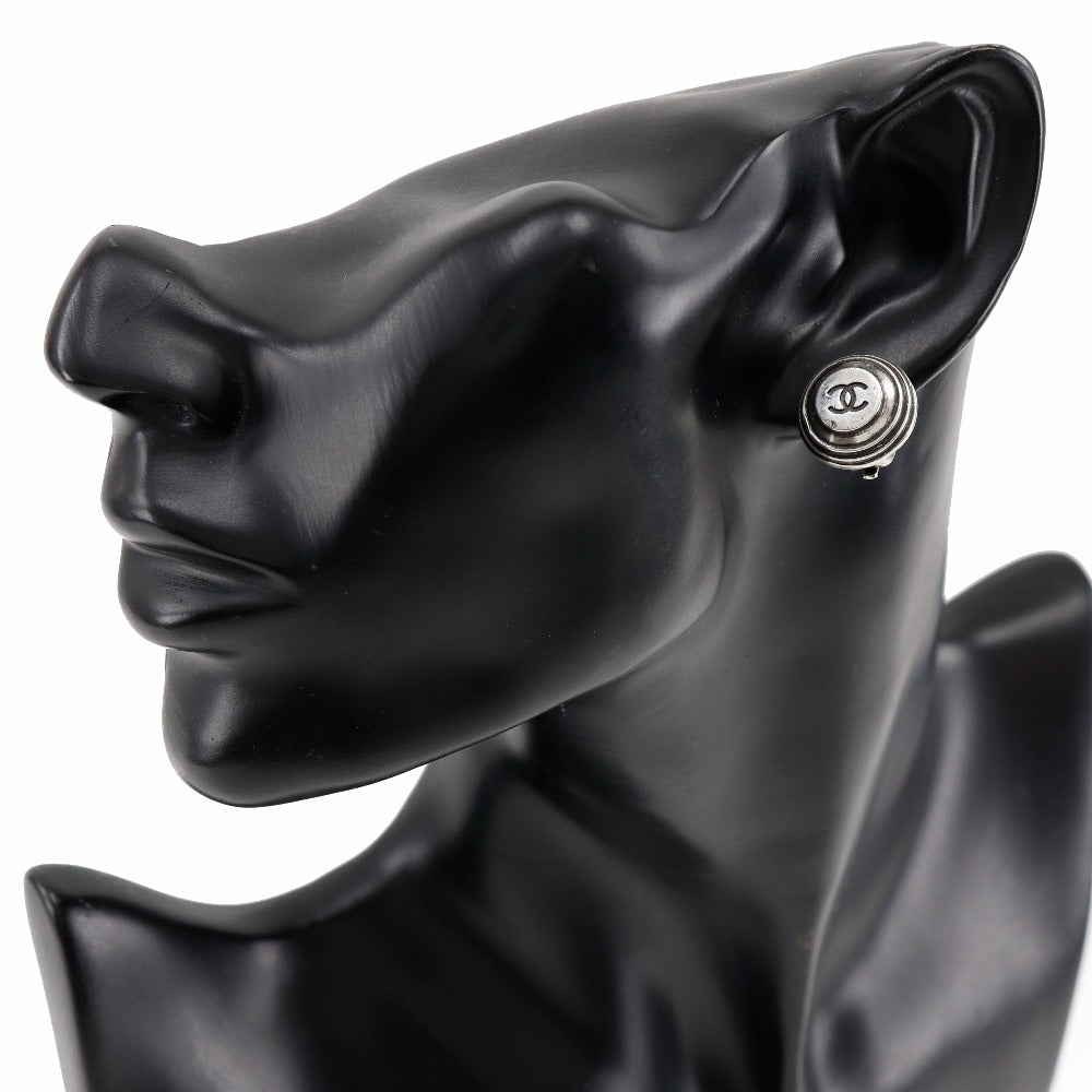 CHANEL Earring metallic Silver COCO Mark Women Used Authentic