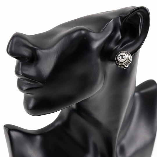 CHANEL Earring metallic Silver COCO Mark Women Used Authentic