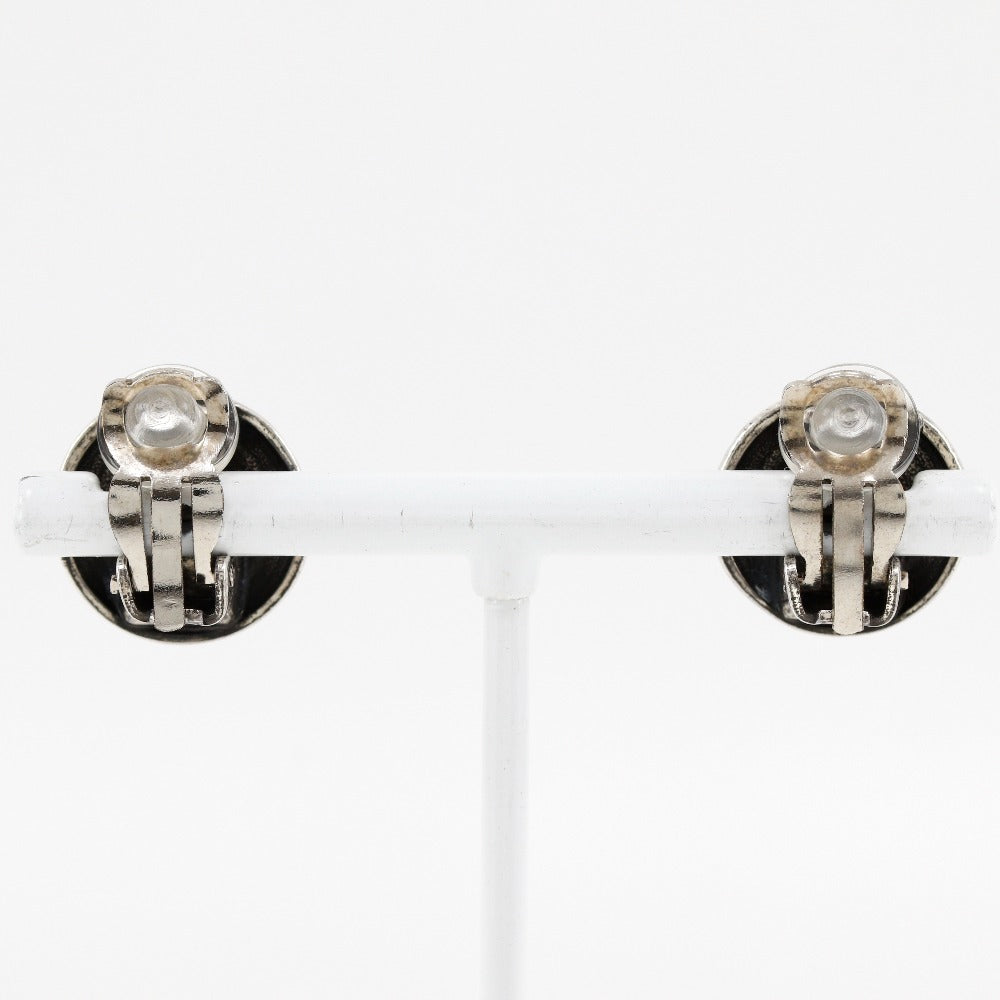 CHANEL Earring metallic Silver COCO Mark Women Used Authentic