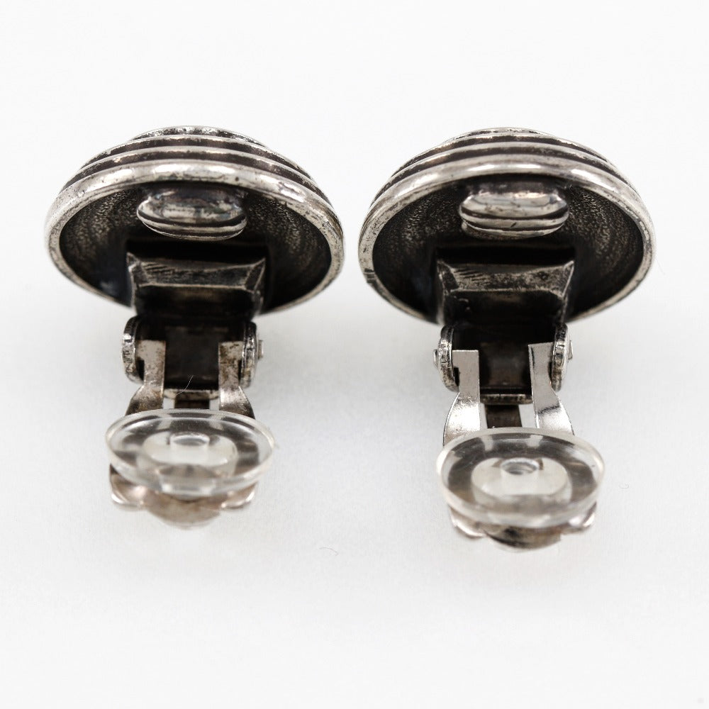 CHANEL Earring metallic Silver COCO Mark Women Used Authentic