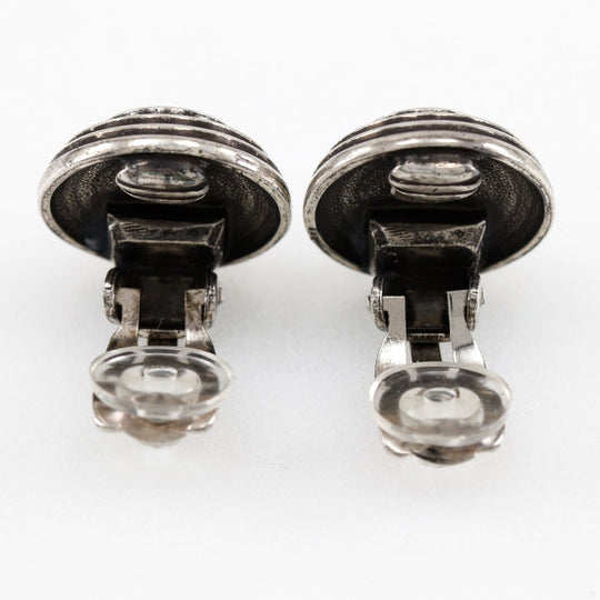 CHANEL Earring metallic Silver COCO Mark Women Used Authentic