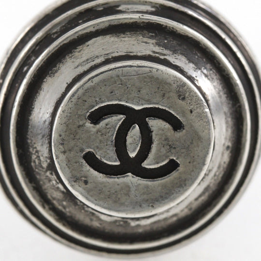 CHANEL Earring metallic Silver COCO Mark Women Used Authentic