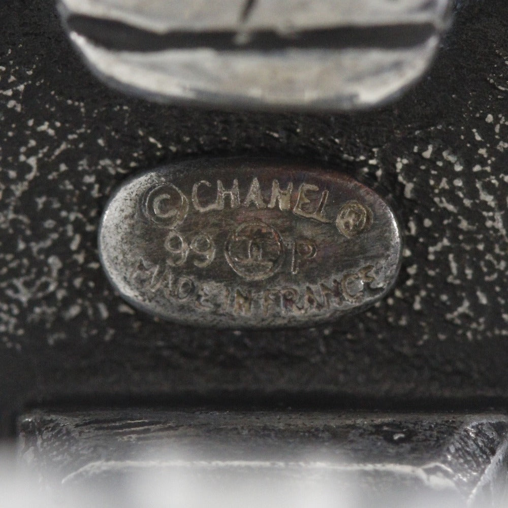 CHANEL Earring metallic Silver COCO Mark Women Used Authentic
