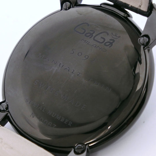 Gaga Milano Watches Quartz 5092 Stainless Steel , Leather black Manuare Singh black dial mens Used Authentic