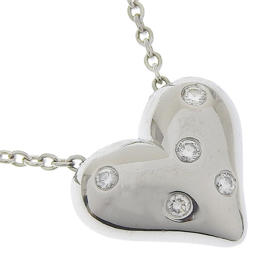 TIFFANY&Co. Necklace Pt950Platinum, Diamond Silver 5P Dotz heart Women Used Authentic