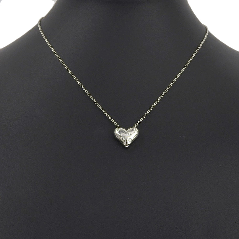 TIFFANY&Co. Necklace Pt950Platinum, Diamond Silver 5P Dotz heart Women Used Authentic