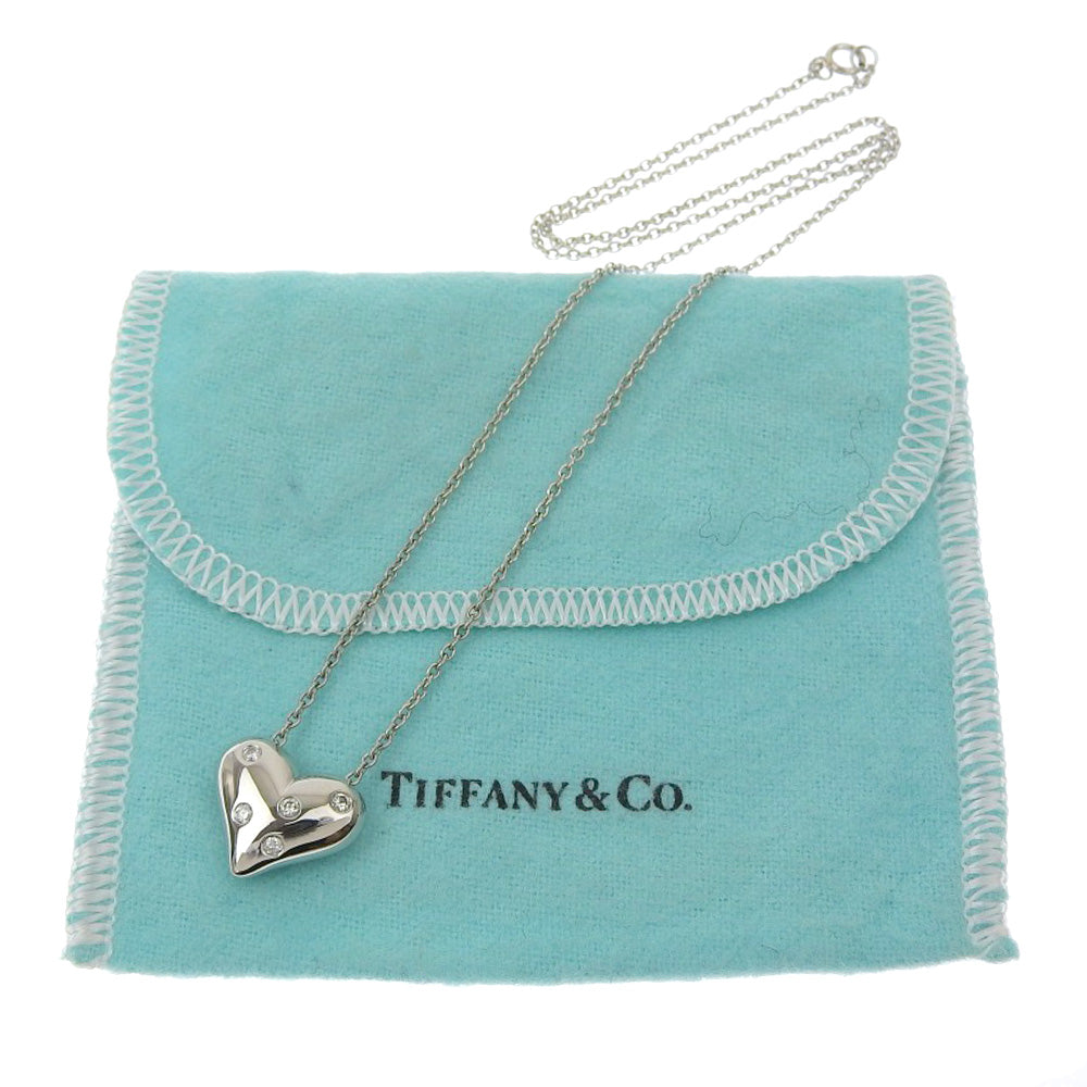 TIFFANY&Co. Necklace Pt950Platinum, Diamond Silver 5P Dotz heart Women Used Authentic