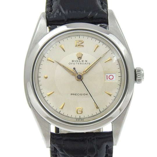 ROLEX Watches Hand Winding 6494 Stainless Steel , Embossed Leather white 21st Precision Oysterdate white dial mens Used Authentic