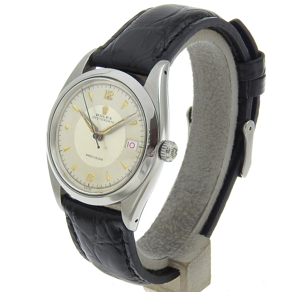 ROLEX Watches Hand Winding 6494 Stainless Steel , Embossed Leather white 21st Precision Oysterdate white dial mens Used Authentic