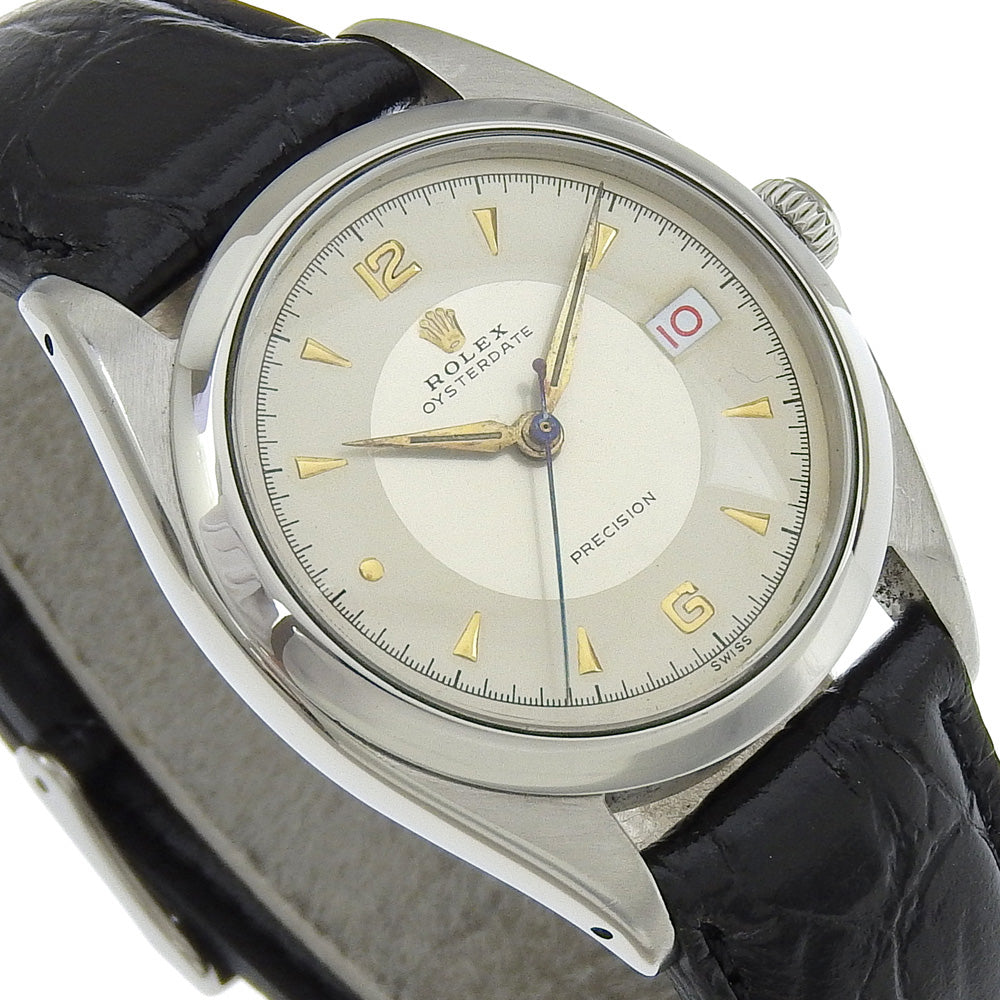 ROLEX Watches Hand Winding 6494 Stainless Steel , Embossed Leather white 21st Precision Oysterdate white dial mens Used Authentic