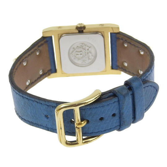 HERMES Watches Quartz Plated Gold , Leather Silver Medor White dial Women Used Authentic