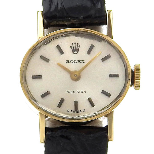 ROLEX Watches Hand Winding 2635 K18 Yellow Gold, Leather Silver cal.1400 Number 40 Precision Silver dial Women Used Authentic