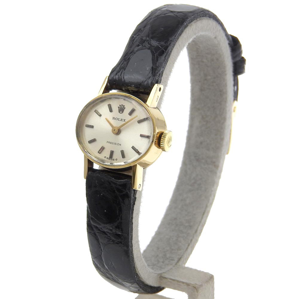 ROLEX Watches Hand Winding 2635 K18 Yellow Gold, Leather Silver cal.1400 Number 40 Precision Silver dial Women Used Authentic
