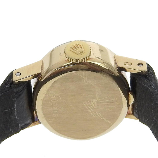 ROLEX Watches Hand Winding 2635 K18 Yellow Gold, Leather Silver cal.1400 Number 40 Precision Silver dial Women Used Authentic