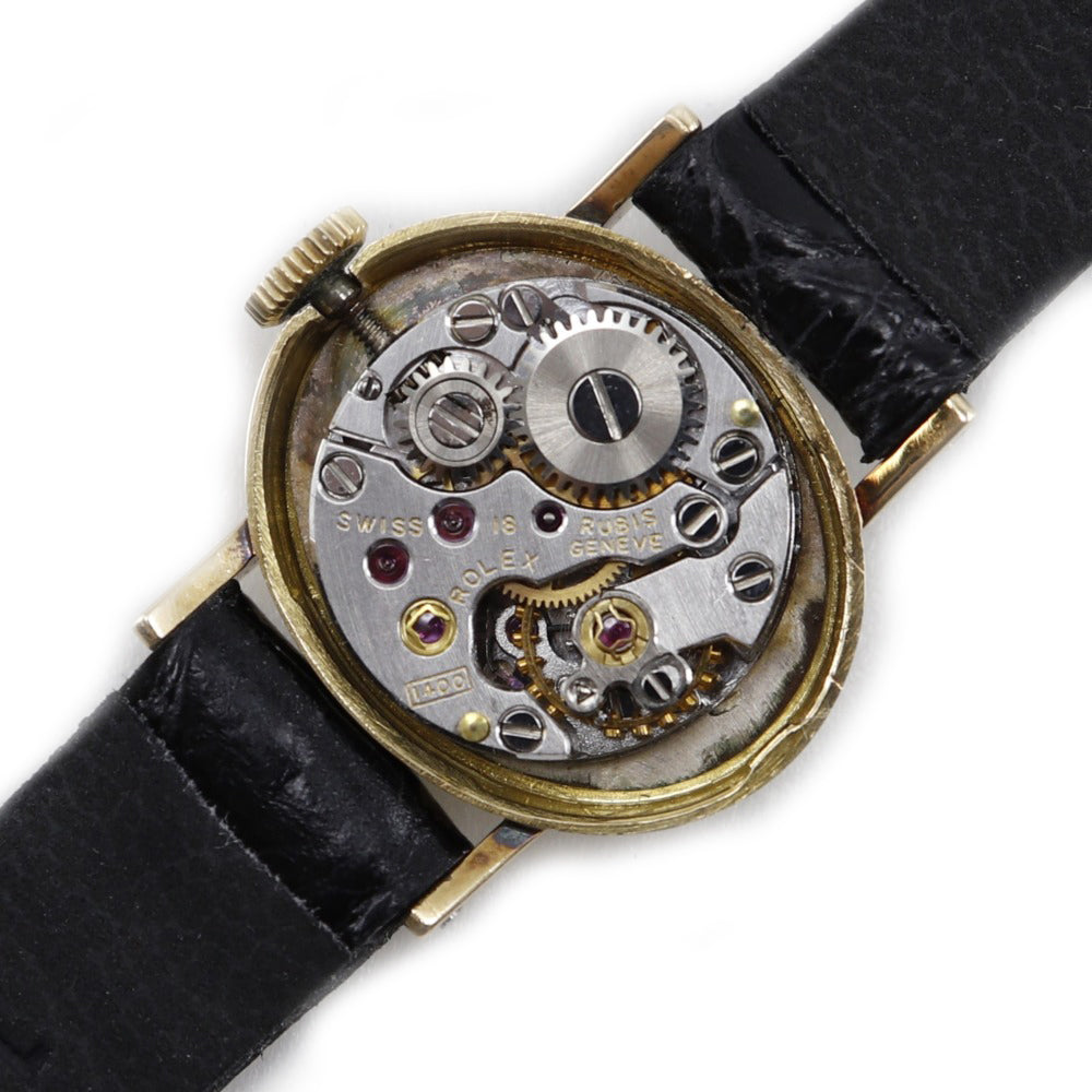 ROLEX Watches Hand Winding 2635 K18 Yellow Gold, Leather Silver cal.1400 Number 40 Precision Silver dial Women Used Authentic