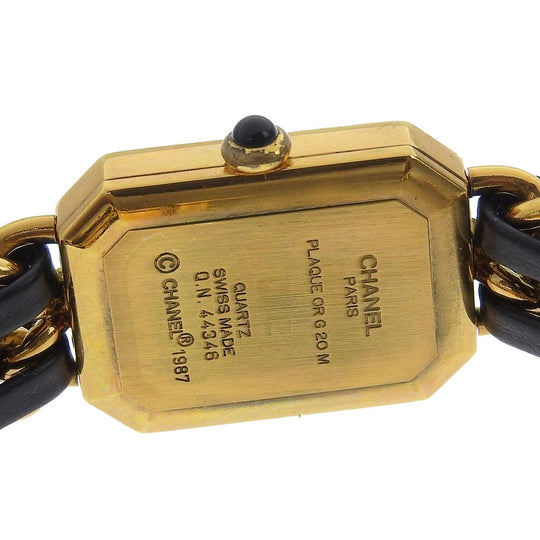 CHANEL Watches Quartz Plated Gold , Leather gold Premiere black dial Women Used Authentic