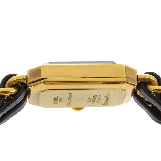 CHANEL Watches Quartz Plated Gold , Leather gold Premiere black dial Women Used Authentic