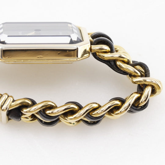 CHANEL Watches Quartz Plated Gold , Leather black Premiere L black dial Women Used Authentic