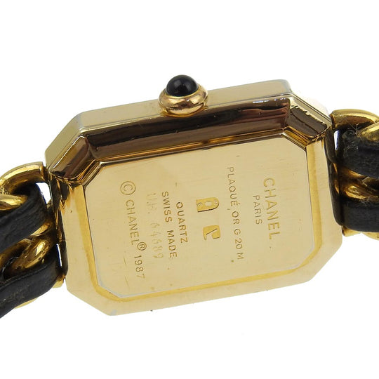 CHANEL Watches Quartz Plated Gold , Leather black Premiere L black dial Women Used Authentic