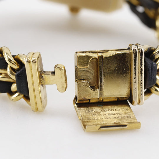 CHANEL Watches Quartz Plated Gold , Leather black Premiere L black dial Women Used Authentic