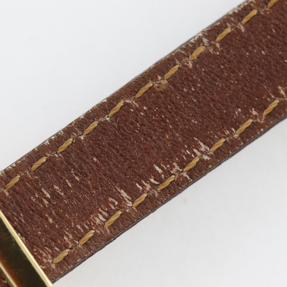 FENDI Watches Quartz 640L Plated Gold, embossed leather gold Change belt Oval Silver dial Women Used Authentic