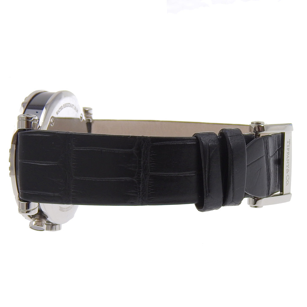 TIFFANY&Co. Watches Quartz Stainless Steel , Embossed Leather black Atlas black dial mens Used Authentic