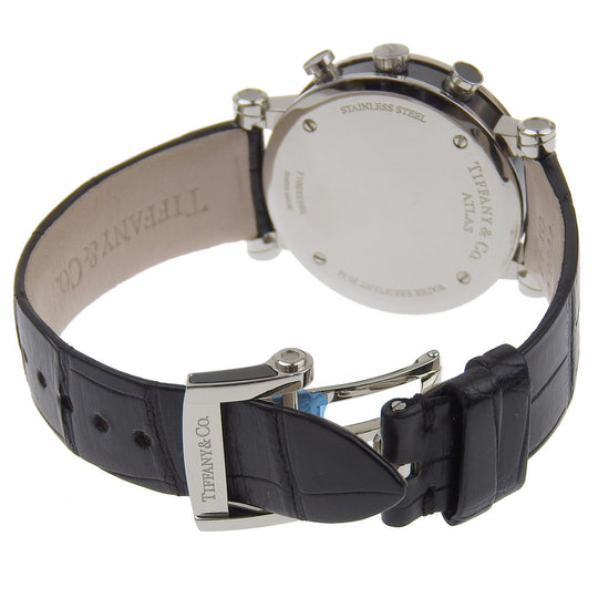 TIFFANY&Co. Watches Quartz Stainless Steel , Embossed Leather black Atlas black dial mens Used Authentic