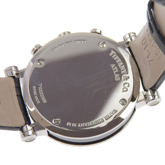 TIFFANY&Co. Watches Quartz Stainless Steel , Embossed Leather black Atlas black dial mens Used Authentic