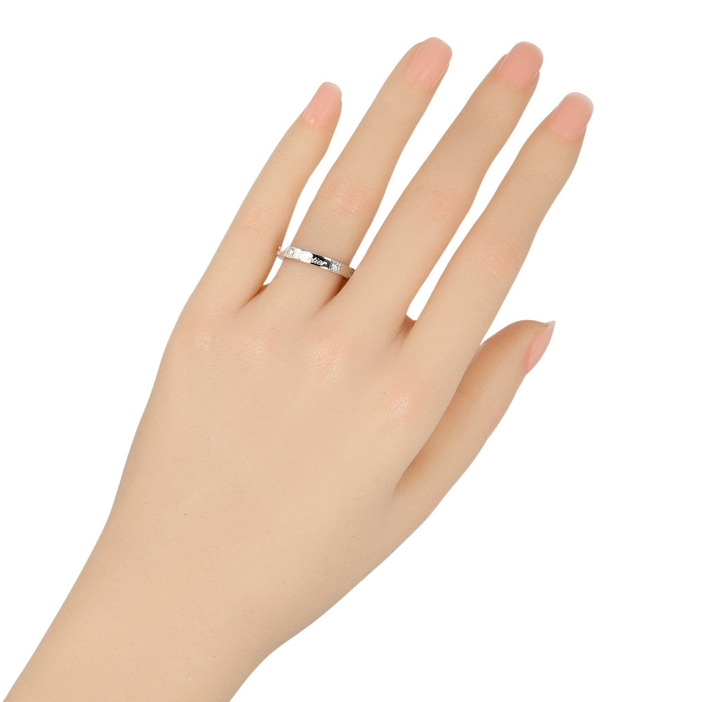 CARTIER Ring K18 White Gold, 9P Diamond Silver Laniere Women 50 Used Authentic