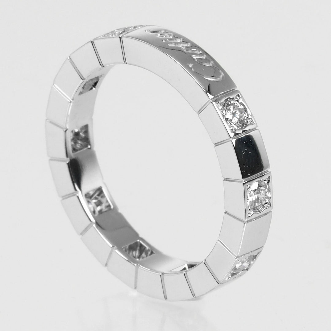 CARTIER Ring K18 White Gold, 9P Diamond Silver Laniere Women 50 Used Authentic