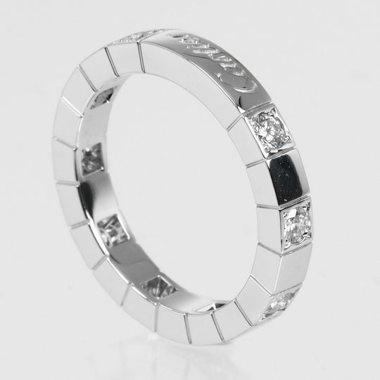 CARTIER Ring K18 White Gold, 9P Diamond Silver Laniere Women 50 Used Authentic