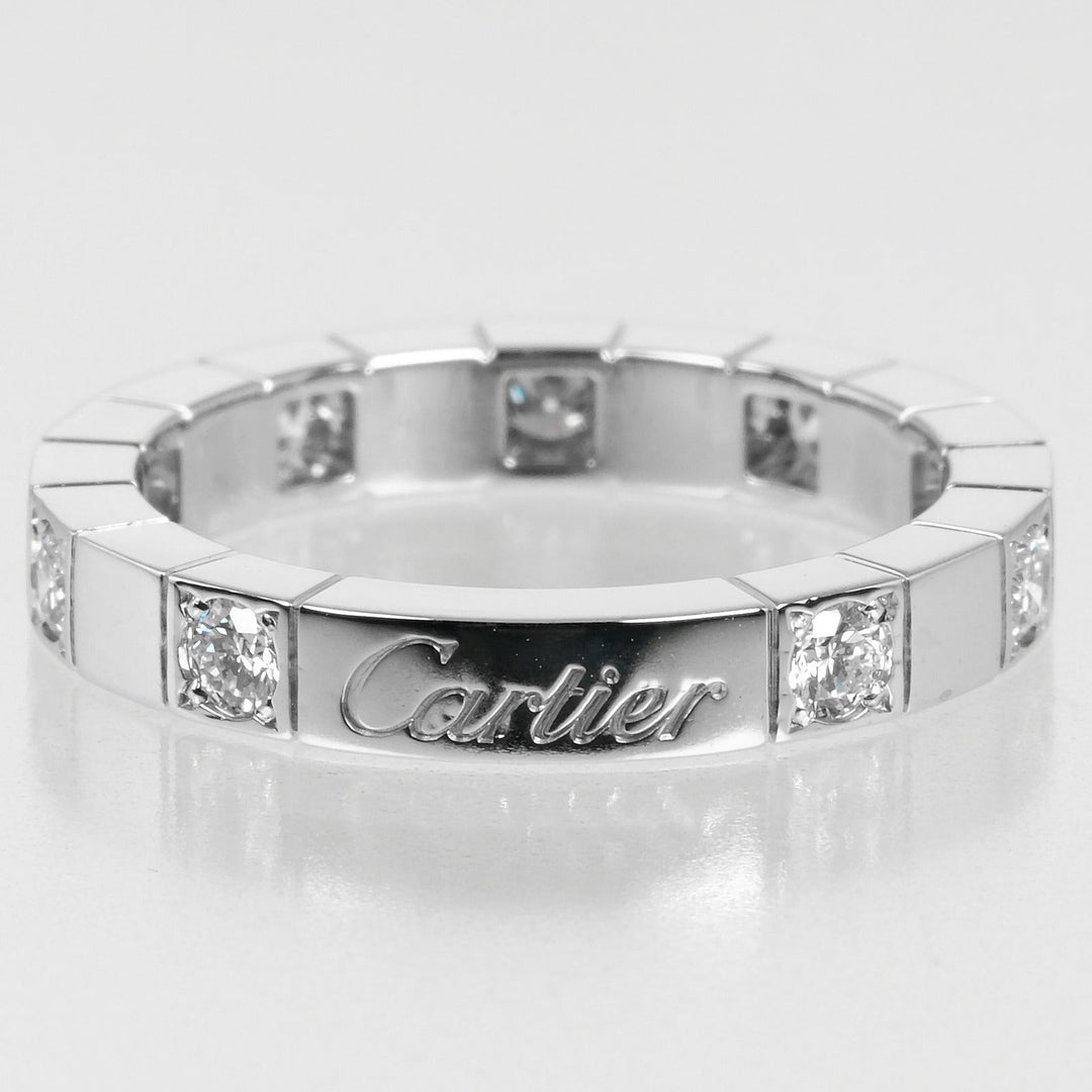 CARTIER Ring K18 White Gold, 9P Diamond Silver Laniere Women 50 Used Authentic