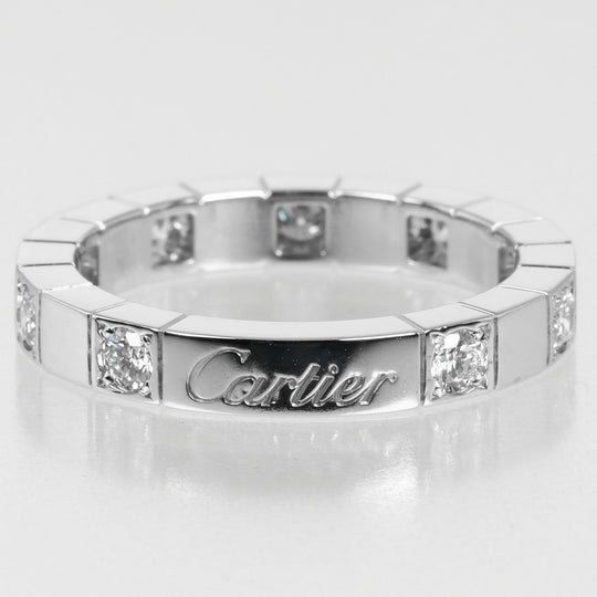 CARTIER Ring K18 White Gold, 9P Diamond Silver Laniere Women 50 Used Authentic
