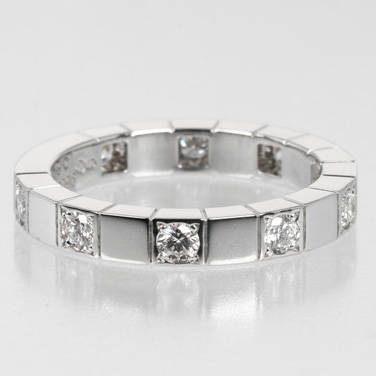 CARTIER Ring K18 White Gold, 9P Diamond Silver Laniere Women 50 Used Authentic