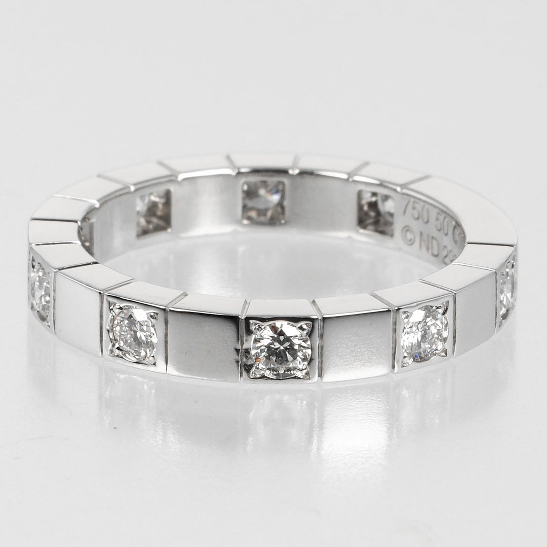 CARTIER Ring K18 White Gold, 9P Diamond Silver Laniere Women 50 Used Authentic