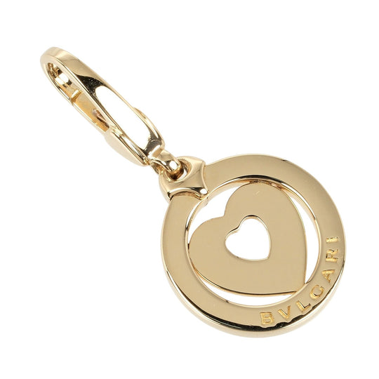 BVLGARI Pendant top K18 yellow gold gold Tond Heart Women Used Authentic