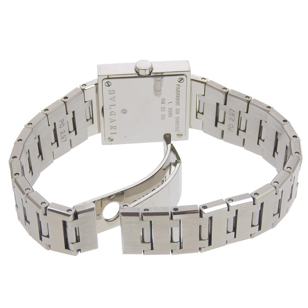 BVLGARI Watches Quartz SQ22SS Stainless Steel Silver Quadlard black dial Women Used Authentic