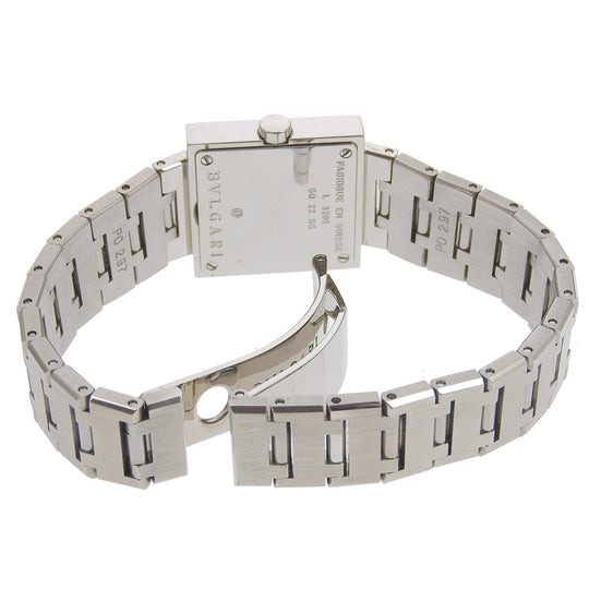 BVLGARI Watches Quartz SQ22SS Stainless Steel Silver Quadlard black dial Women Used Authentic