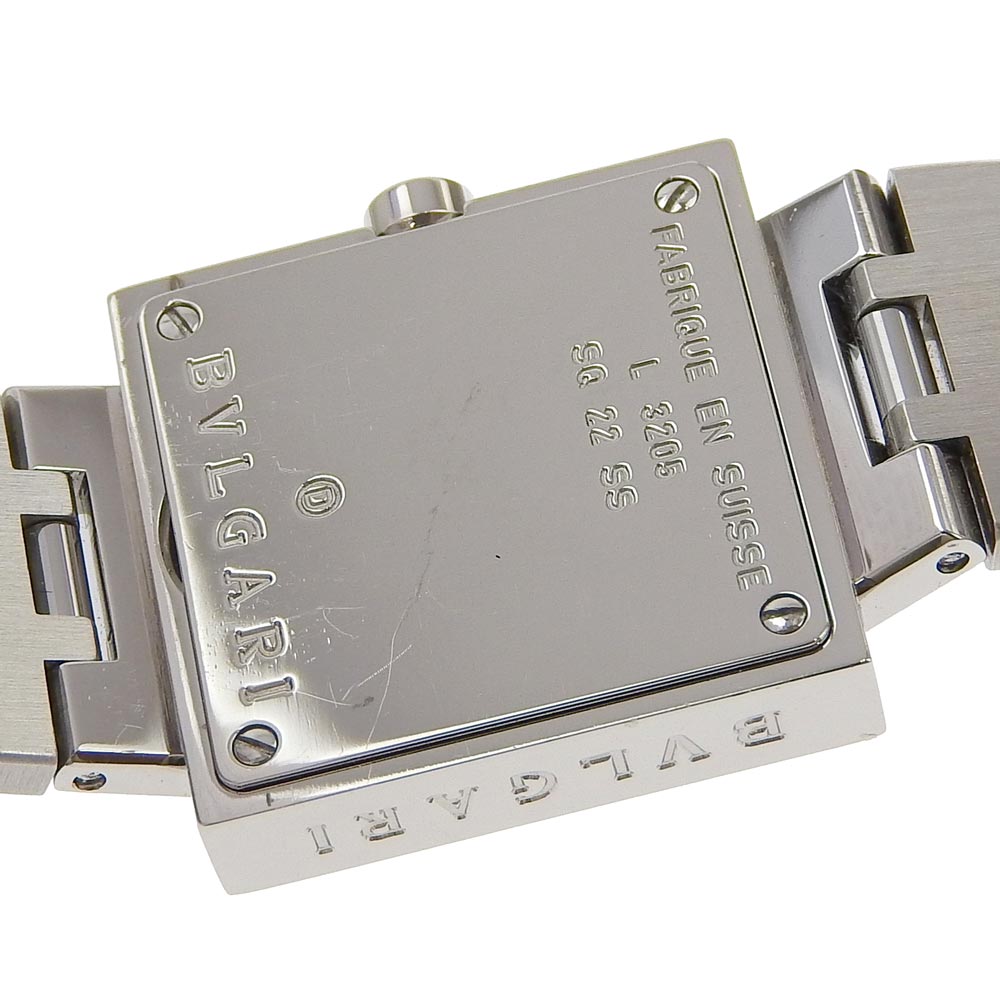 BVLGARI Watches Quartz SQ22SS Stainless Steel Silver Quadlard black dial Women Used Authentic