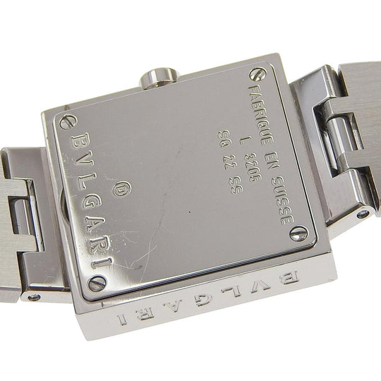 BVLGARI Watches Quartz SQ22SS Stainless Steel Silver Quadlard black dial Women Used Authentic