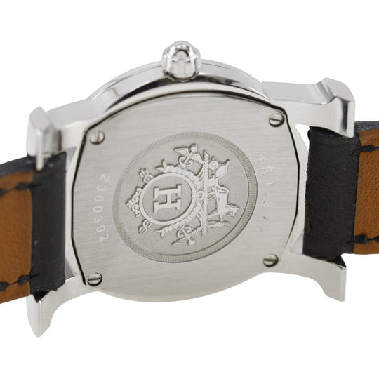 HERMES Watches Quartz HR1.210 Stainless Steel , Embossed Leather Silver H watch Rondo Silver dial Women Used Authentic