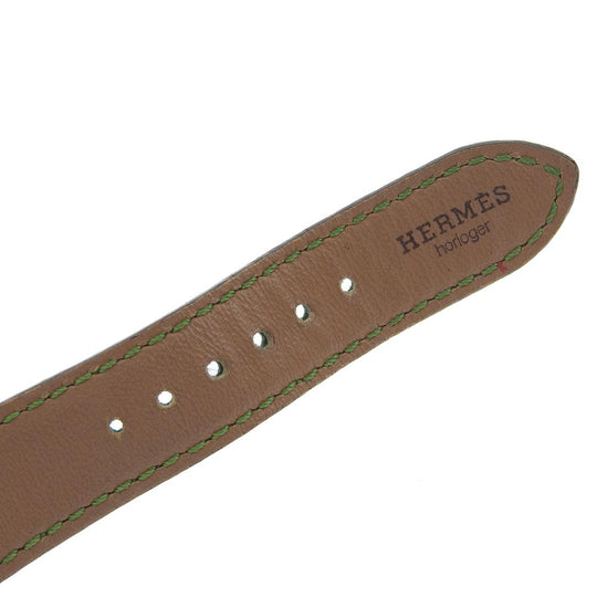 HERMES Watches Quartz Plated Gold , Leather green Medor White dial Women Used Authentic