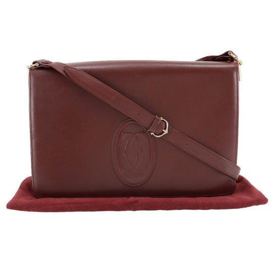 CARTIER Shoulder Bag Calfskin Bordeaux Must Line Women Used Authentic
