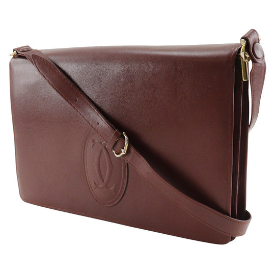 CARTIER Shoulder Bag Calfskin Bordeaux Must Line Women Used Authentic