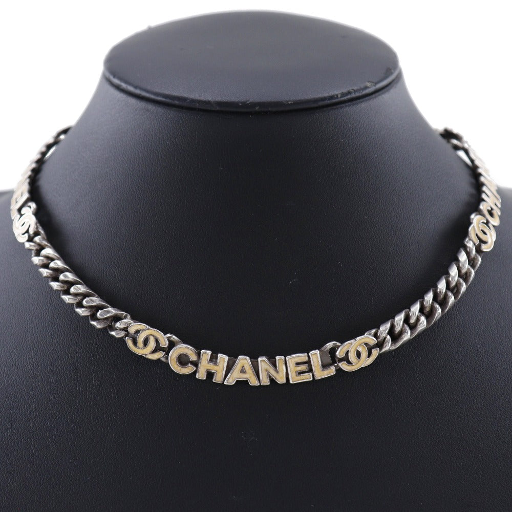 CHANEL Necklace metallic Silver logo COCO Mark Women Used Authentic