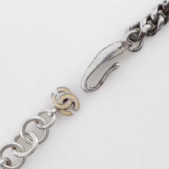 CHANEL Necklace metallic Silver logo COCO Mark Women Used Authentic