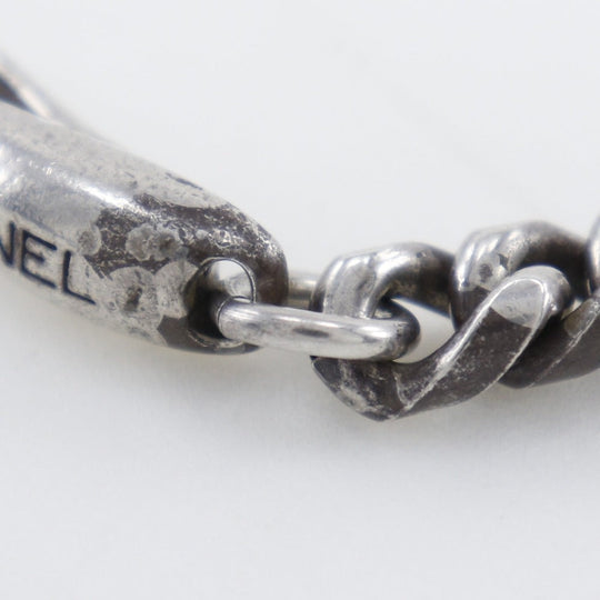 CHANEL Necklace metallic Silver logo COCO Mark Women Used Authentic